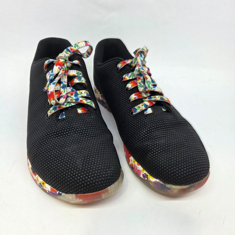 NOBULL Womens Black Superfabric Trainers With Floral Laces And Outsole US 9.5 M